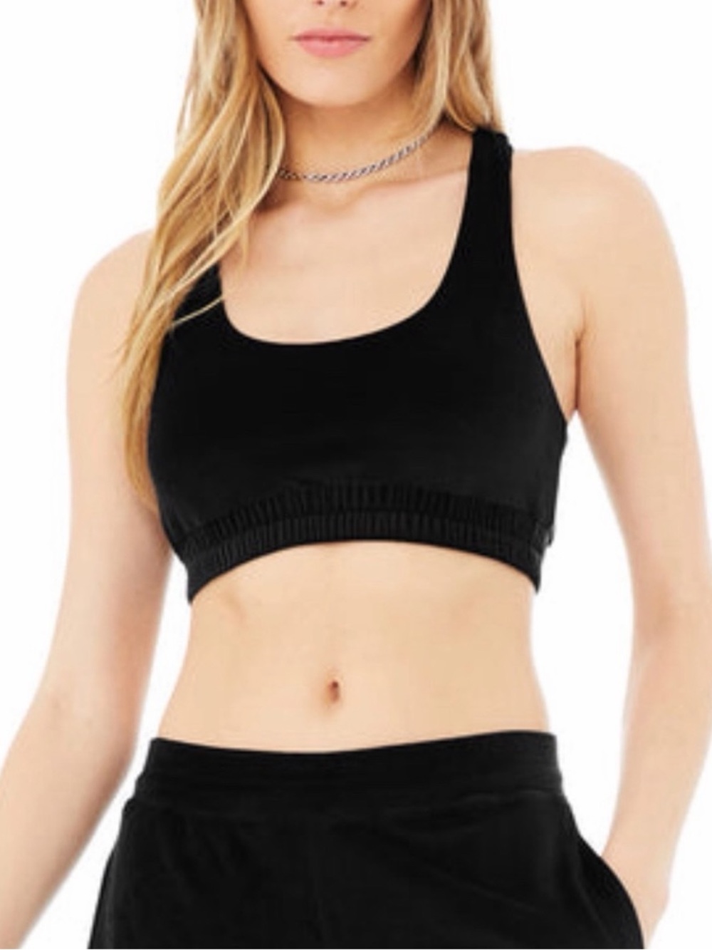 Alo velour glimmer bra. Size large. NWOT